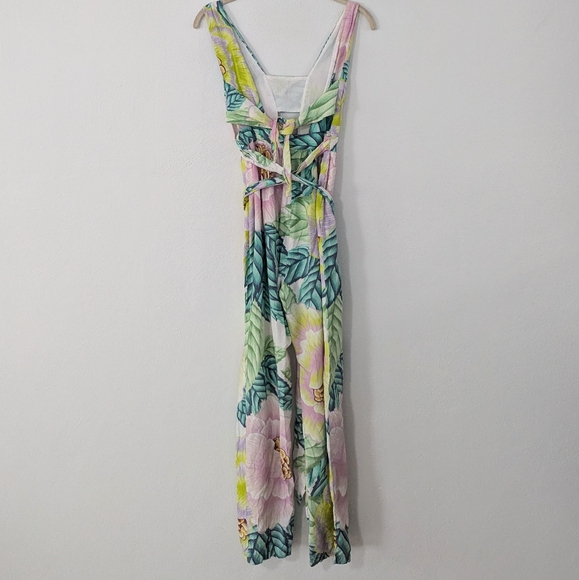 Mara Hoffman Cutout Jumpsuit Tie Waist Floral Print Tapered Flora Stone 2 - Picture 7 of 11